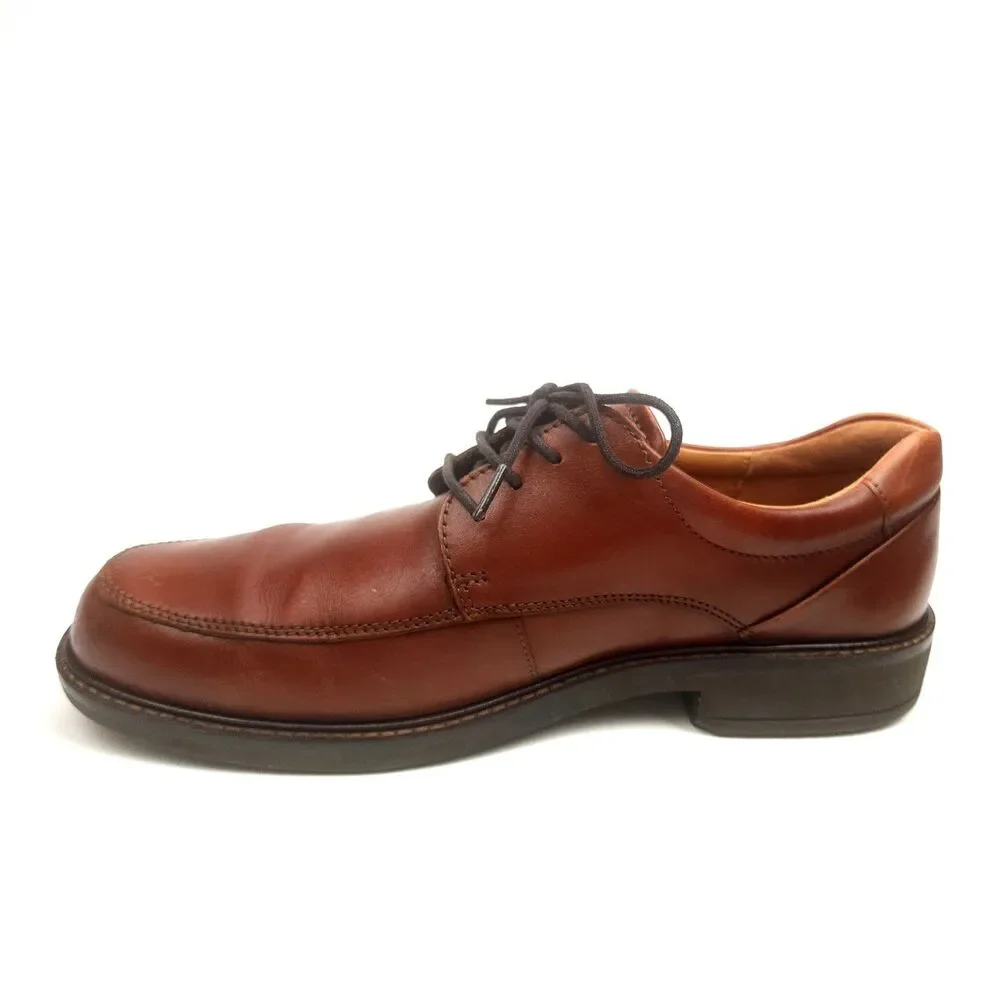 Ecco Holton Oxford Dress Shoes Apron Toe Tie Brown Leather Lace Up EU43 /US9-9.5